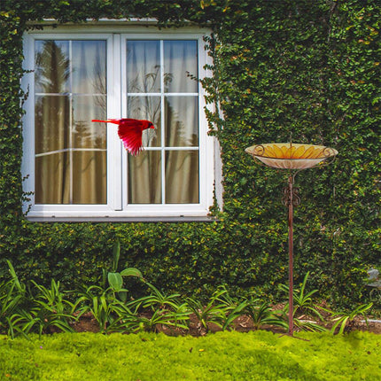 Solar Bird Bath Feeder Fountain Deck Post Mount.