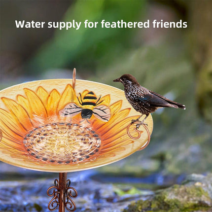 Solar Bird Bath Feeder Fountain Deck Post Mount.