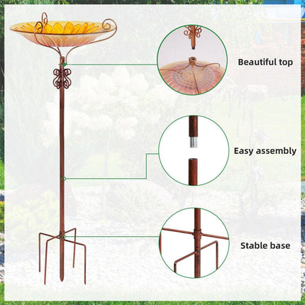 Solar Bird Bath Feeder Fountain Deck Post Mount.