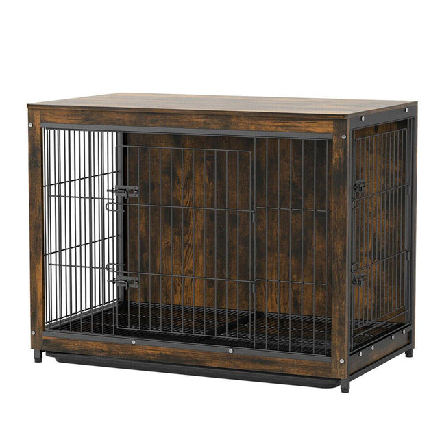Large Wooden Dog Crate Kennel End Table Nightstand 100x59x74cm.