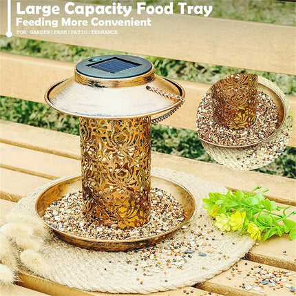 Solar Bird Seed Feeder Hanging Outdoor Garden.