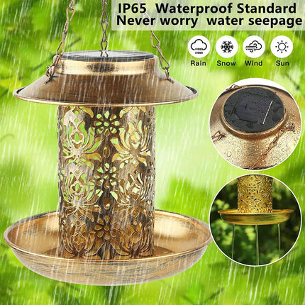 Solar Bird Seed Feeder Hanging Outdoor Garden.