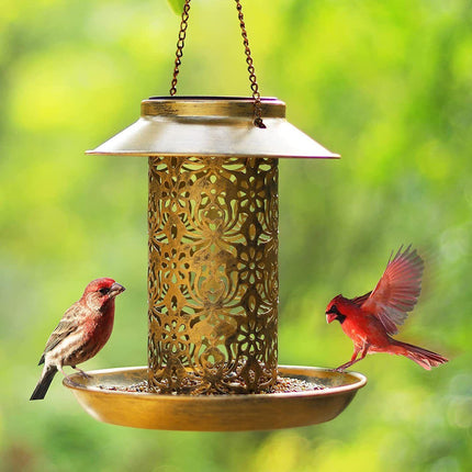 Solar Bird Seed Feeder Hanging Outdoor Garden.