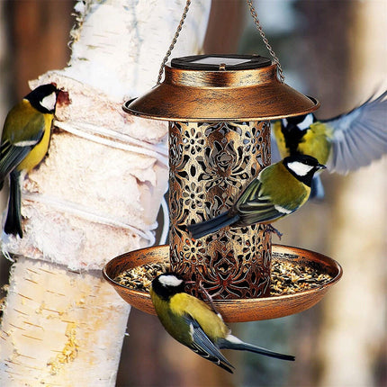Solar Bird Seed Feeder Hanging Outdoor Garden.