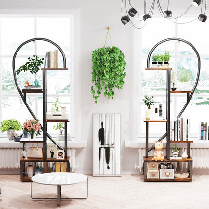6 Tier Corner Plant Stand Metal & MDF Ladder Shelf Rack.