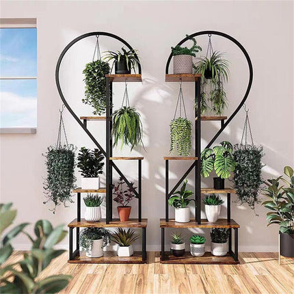 6 Tier Corner Plant Stand Metal & MDF Ladder Shelf Rack.