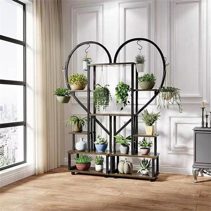 6 Tier Corner Plant Stand Metal & MDF Ladder Shelf Rack.