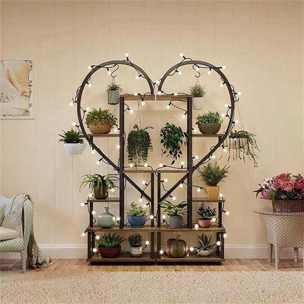 6 Tier Corner Plant Stand Metal & MDF Ladder Shelf Rack.
