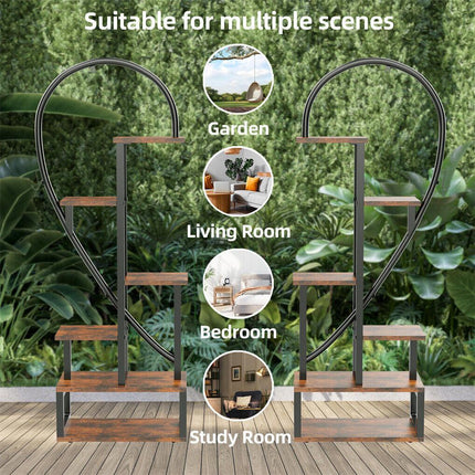 6 Tier Corner Plant Stand Metal & MDF Ladder Shelf Rack.