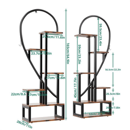 6 Tier Corner Plant Stand Metal & MDF Ladder Shelf Rack.