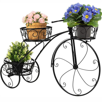 Iron Tricycle Plant Stand Pot Holder Black Solid Pattern.