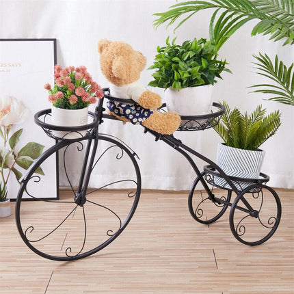 Iron Tricycle Plant Stand Pot Holder Black Solid Pattern.