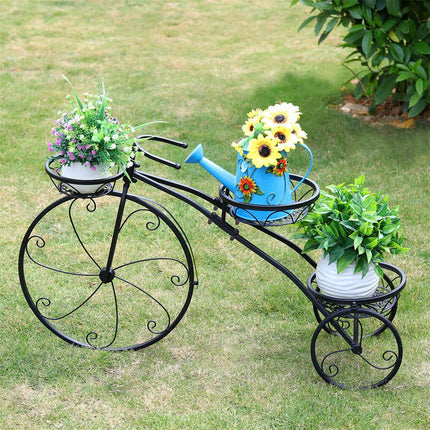 Iron Tricycle Plant Stand Pot Holder Black Solid Pattern.