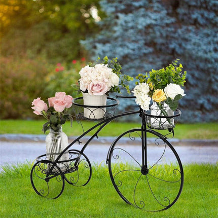 Iron Tricycle Plant Stand Pot Holder Black Solid Pattern.