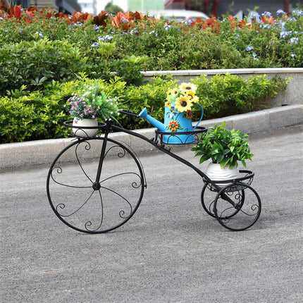 Iron Tricycle Plant Stand Pot Holder Black Solid Pattern.