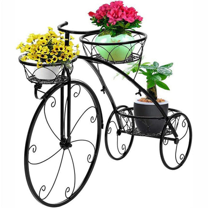 Iron Tricycle Plant Stand Pot Holder Black Solid Pattern.