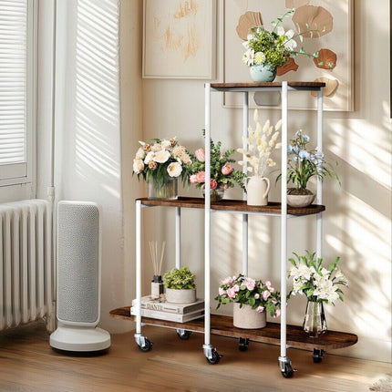 Plant Stand with Wheels Indoor Outdoor Flower Rack Display.