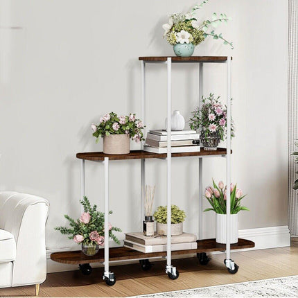 Plant Stand with Wheels Indoor Outdoor Flower Rack Display.