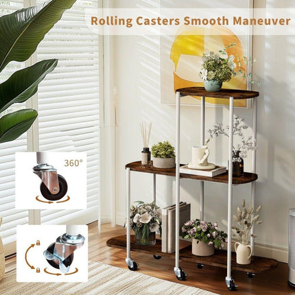 Plant Stand with Wheels Indoor Outdoor Flower Rack Display.