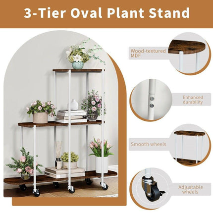 Plant Stand with Wheels Indoor Outdoor Flower Rack Display.