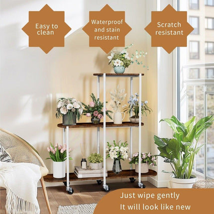 Plant Stand with Wheels Indoor Outdoor Flower Rack Display.