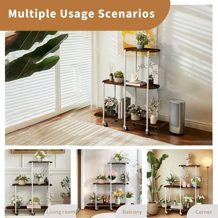 Plant Stand with Wheels Indoor Outdoor Flower Rack Display.