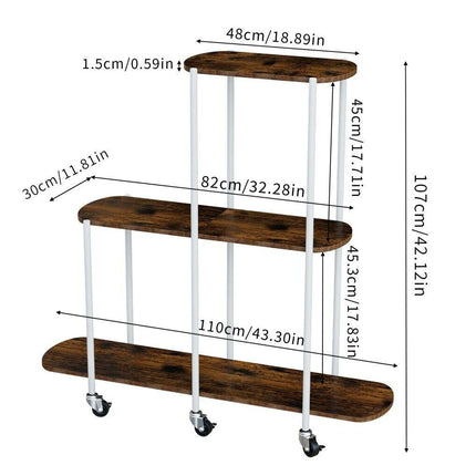 Plant Stand with Wheels Indoor Outdoor Flower Rack Display.
