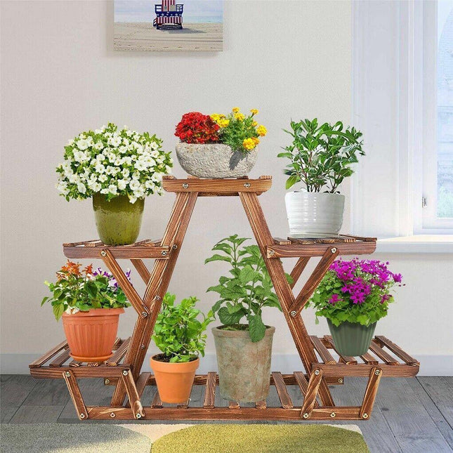 Wooden 6 Tier Plant Stand A-Frame Flower Pot Display Organizer.