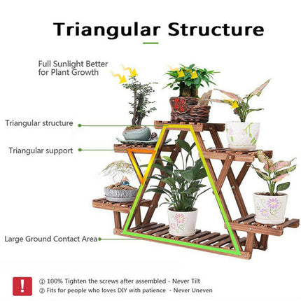 Wooden 6 Tier Plant Stand A-Frame Flower Pot Display Organizer.