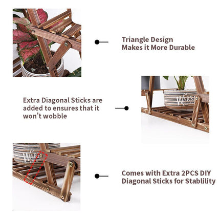 Wooden 6 Tier Plant Stand A-Frame Flower Pot Display Organizer.