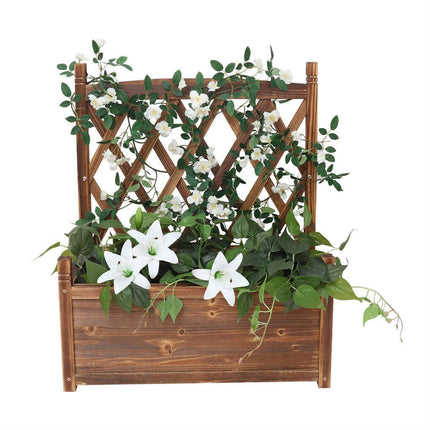 Elevated Small Wooden Planter Box 64x37x76cm with Trellis.