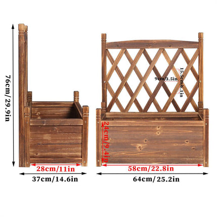 Elevated Small Wooden Planter Box 64x37x76cm with Trellis.