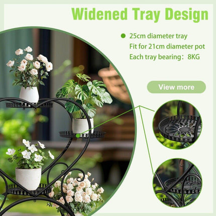 Rolling Metal Plant Stand Indoor Outdoor Garden Display Shelf.