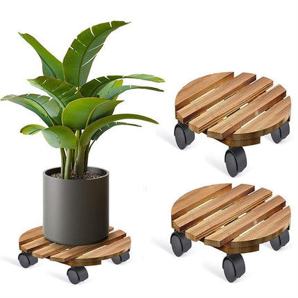Wooden Plant Caddy Stand 2-Pack 360� Rotating Casters.