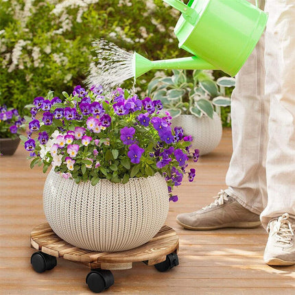Wooden Plant Caddy Stand 2-Pack 360� Rotating Casters.