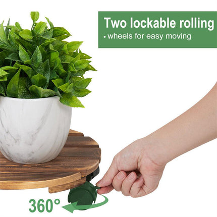 Wooden Plant Caddy Stand 2-Pack 360� Rotating Casters.