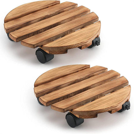 Wooden Plant Caddy Stand 2-Pack 360� Rotating Casters.