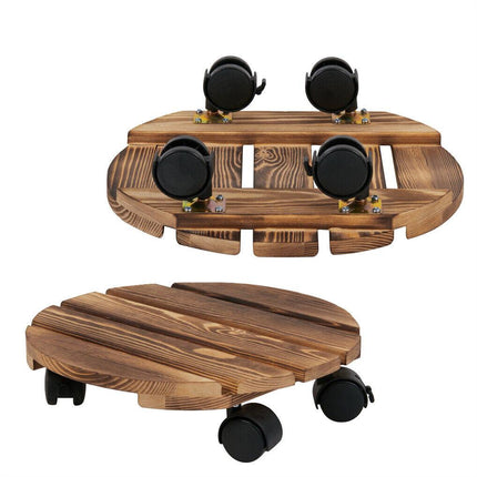 Wooden Plant Caddy Stand 2-Pack 360� Rotating Casters.