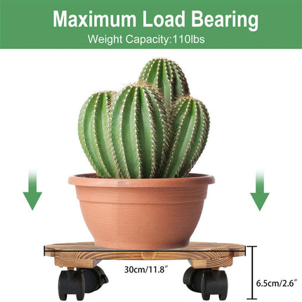 Wooden Plant Caddy Stand 2-Pack 360� Rotating Casters.