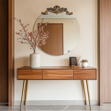 Baroque Antique Round Wall Mirror, Ornate D�cor, 90 x 94.5cm.