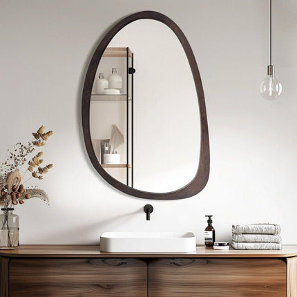 Antique Wooden Wall Mirror HD Odd Shaped Home Decor 50x70cm.