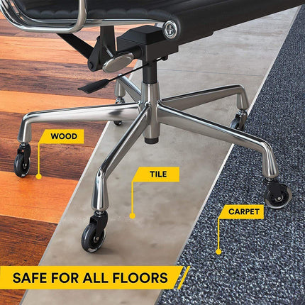 3 Swivel Rollerblade Chair Wheels, 7/16 Stem, All Floors - 5 Pack.
