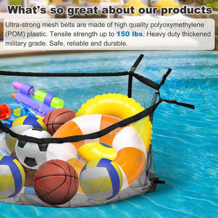 145x145CM Heavy Duty Pool Toy Storage Net Bag Adjustable Organizer.