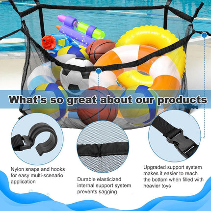 145x145CM Heavy Duty Pool Toy Storage Net Bag Adjustable Organizer.