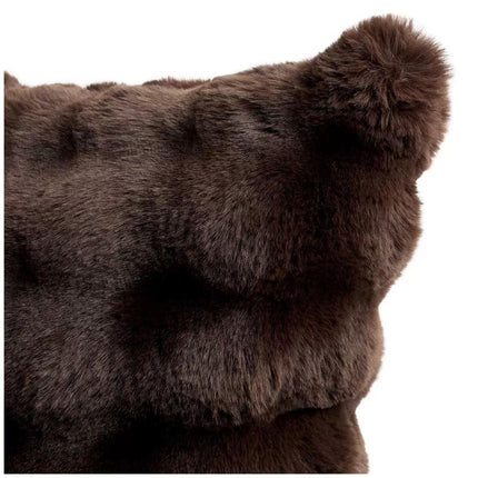 Luxe faux fur cushion 55 x 55cm dark brown.