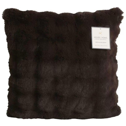 Luxe faux fur cushion 55 x 55cm dark brown.