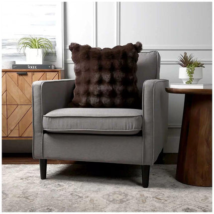 Luxe faux fur cushion 55 x 55cm dark brown.