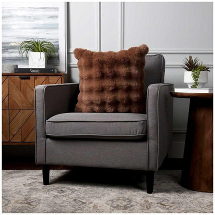 Luxe Faux Fur Cushion 55 x 55cm Light Brown.