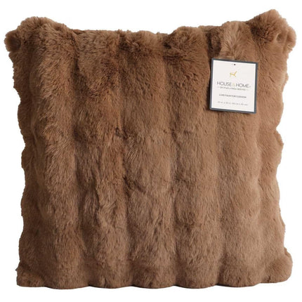 Luxe Faux Fur Cushion 55 x 55cm Light Brown.