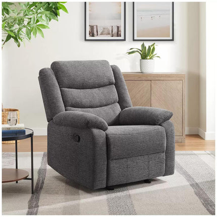 Fabric glider recliner.